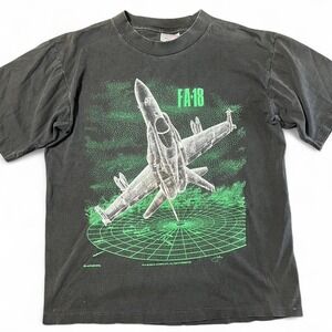 Vintage single stitch insane 1990 FA18 jet fighter graphic t-shirt M